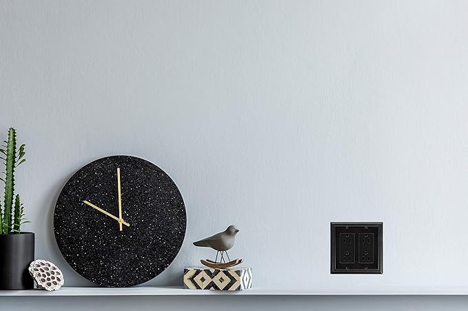 Henne Bery Sunken Pearls Heavy Duty Decorative Wall Plate Switch Plate Outlet Cover (Double Decorator, Matte Black)