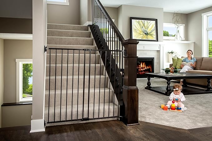 Regalo 2-in-1 Extra Tall Easy Swing Stairway and Hallway Walk Through Baby Gate, Black 1 Count (Pack of 1) (40.5" W x 36" H)