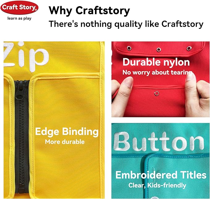 Craftstory Toddlers Montessori Toys Busy-Board for 3 4 5 Year Boy Girl Gifts Sensory Basic-Life-Kills Shoe-Tying Practice for Kids, Buckle Zip Lacing Travel Toy Birthday Gift