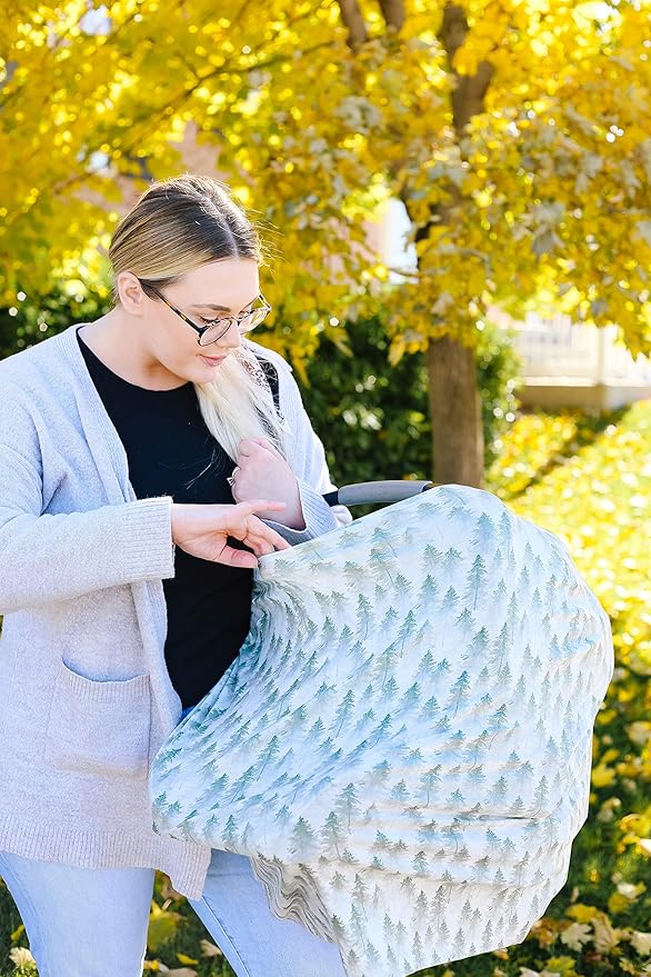 Evergreen Copper Pearl Multi-Use Cover: Car Seat & Stroller Cover - Sun Protection, All-Season Use, Stylish Designs, Easy Access for Moms