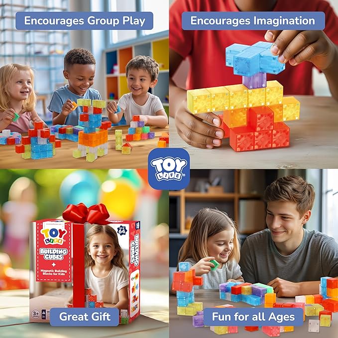 TOY Life 64PCS Magnetic Blocks for Kids Ages 4-8, Magnetic Building Blocks for Toddlers 3-5, Magnet Blocks, Magnet Toys for Toddlers, Kids Blocks