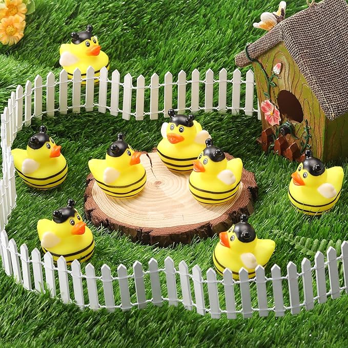 Jexine 24 Pieces Rubber Ducks 4 Styles Assorted Rubber Fun and Adorable Gifts Birthday Party Supplies Bathtub Floating Ducking Reward Gift Bag Filler(Bee Style)