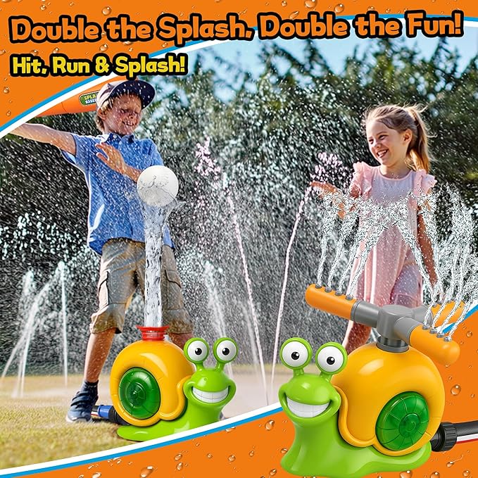 Snail T-Ball Water Sprinkler – Summer Backyard & Lawn Toys, Great for Kids Ages 3-8, Birthday Party & Pool Play