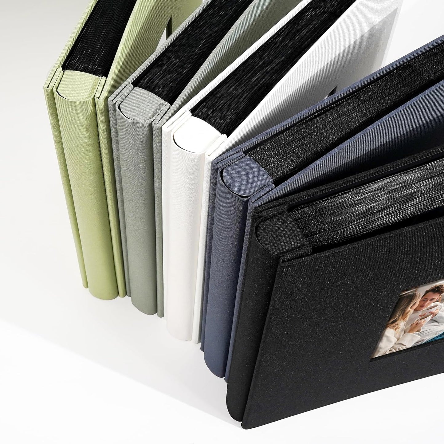 Photo Album 4x6 Pictrues 600 Pockets Linen Cover with Front Window Large Picture Book for Family Travel Wedding and Memory Keepsake Organizer Gray Green