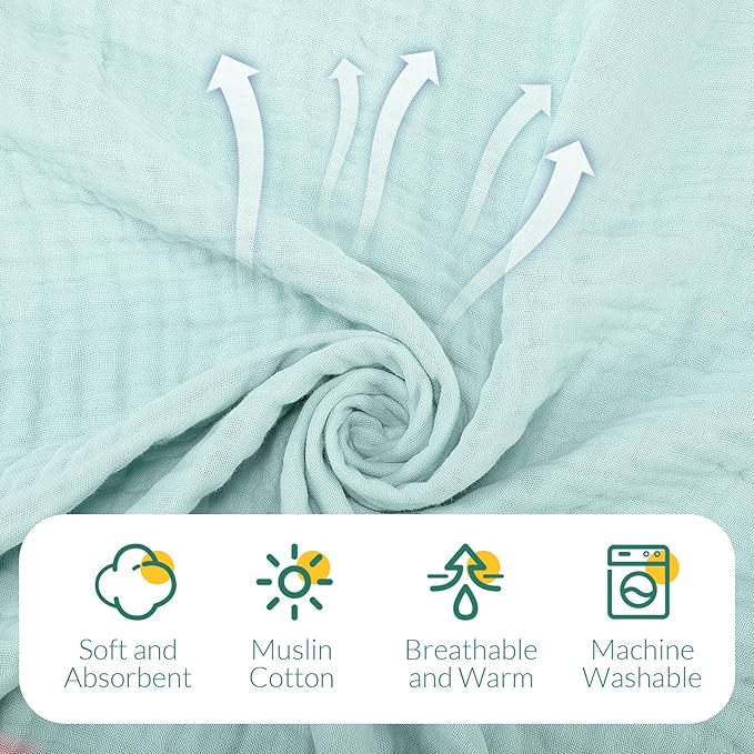 VitalCozy 8 Pcs Baby Muslin Hooded Bath Towels and Washcloths, 32 x 32 Inch Muslin Cotton Hooded Baby Towels Absorbent Blankets for Gift Newborn Infant Shower (Vivid Color)