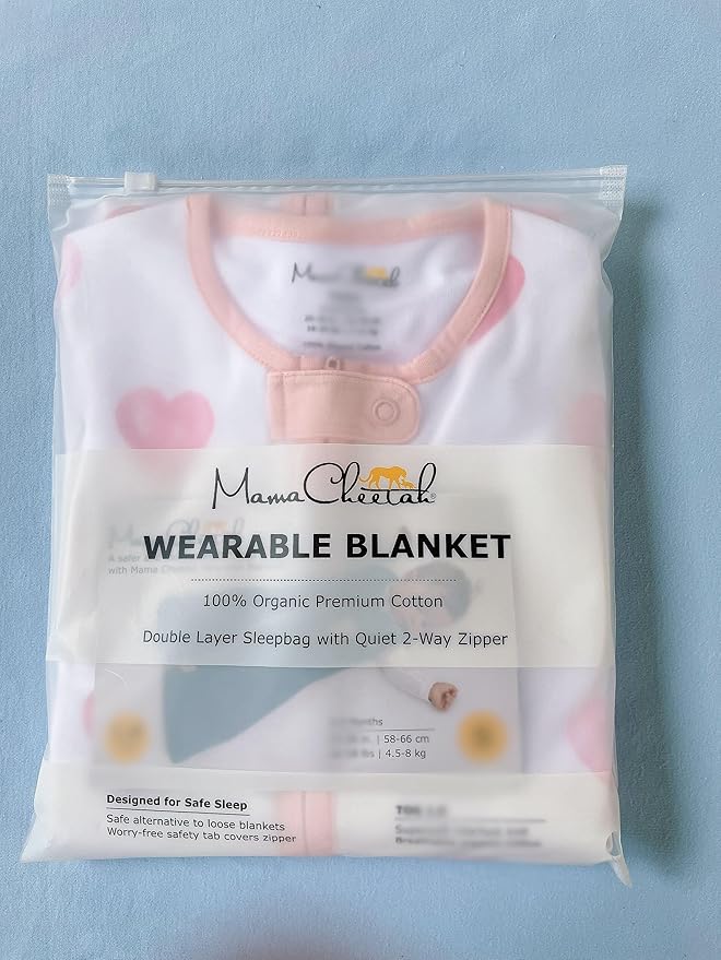 Mama Cheetah Baby Sleep Sack 0.5 TOG, Organic Cotton Baby Wearable Blanket with Two-Way Zipper, Swaddle Transition Baby Sleeping Bag for Newborn Infant Toddler Boy Girl, 12-18 Months