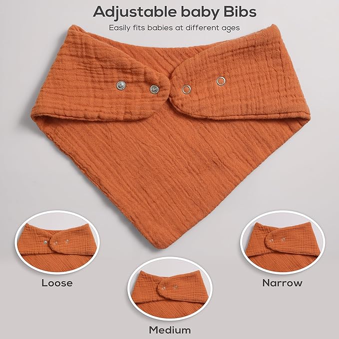 Muslin Baby bibs for drooling and teething, 100% cotton, Bibs for baby girl, Muslin bibs for boys (8 Pack)