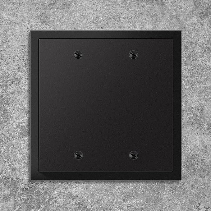 Henne Bery Modern Edge Decorative Wall Plate Switch Plate Outlet Cover, Durable Solid Zinc Alloy (Double Blank, Matte Black)