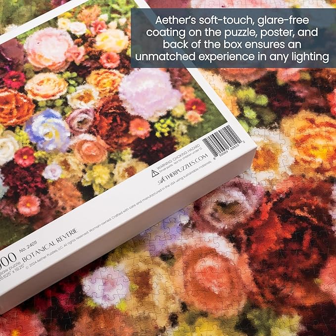 Botanical Reverie Puzzle, Premium 1000 Piece Jigsaw Puzzle for Adults, Glare-Free, Soft-Touch Puzzles, Made in USA, 26.6" x 19.25"