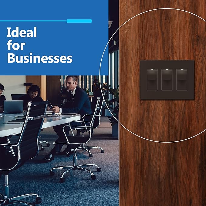 LIDER Matte Finish Decorator Switch Cover, Screwless Wall Plate, Mid-Size 3-Gang 4.88" x 6.77", Unbreakable Polycarbonate Thermoplastic, UL Listed, LSWP-33M-BR, Brown