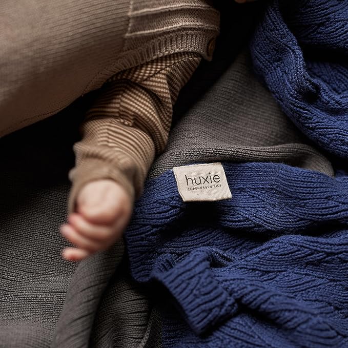 Knitted Organic Cotton Baby Blanket- Swaddle Blanket, 30" x 40" Soft Receiving Blanket for Newborn(North Sea Blue)