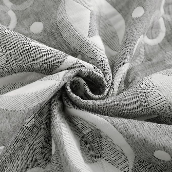 NTBAY 3 Layer Oversized Muslin Cotton Toddler Blanket, 45x60 Inches Jacquard Reversible Nursery Bed Blanket, Super Soft and Thermal Crib Blanket for All Seasons, Baby Gift, 45"x60", Grey Starfish