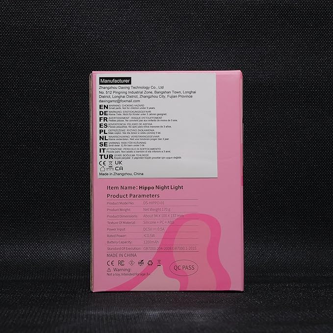 Ammonite Hippo Night Light, Cute Hippopotamus Lamp for Kids, Soft Silicone Nursery Nightlight LED Touch Light, Kids Bedroom Decor as Xmas Birthday Gifts