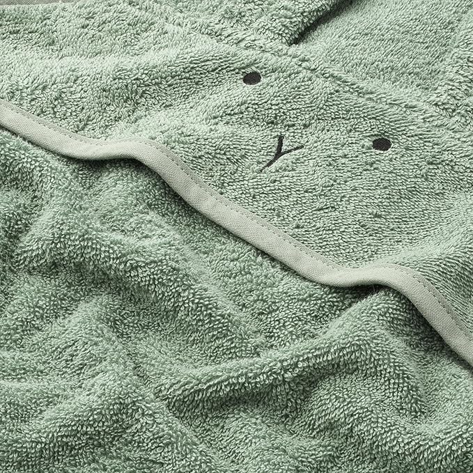 Baby Hooded Towel – Organic Cotton Baby Bath Towels – Baby Towels, Baby Bath Towels for Baby Boy, Baby Girl, 32" x 32" Super-Soft and Absorbent Baby Towels for Newborn (Rabbit Roman Green)