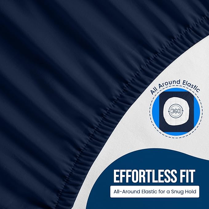 Utopia Bedding Waterproof Mattress Protector King Size, Premium Terry Mattress Cover 200 GSM, Breathable, Fitted Style with Stretchable Pockets (Navy Blue)