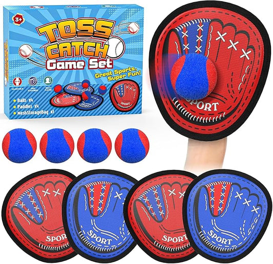 Toss and Catch Ball Set, Kids Toddler Baseball Glove and Ball Toy Set, Outdoor Sporting Games, Family Beach Toys Pool Games Yard Activities Outside Play, Birthday Gift Ideas for 3-12 Year Old Kids