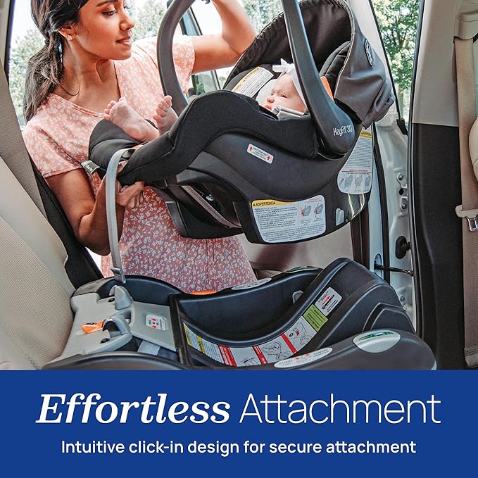 Chicco KeyFit 30 ClearTex Infant Car Seat and Base, Rear-Facing Seat for Infants 4-30 lbs., Includes Infant Head and Body Support, Compatible with Chicco Strollers, Baby Travel Gear | Slate/Grey