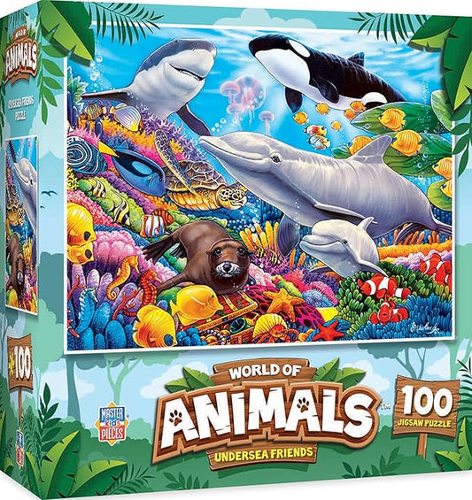 Masterpieces World of Animals 100 Piece Jigsaw Puzzle for Kids - Undersea Friends - 11.5"x15"