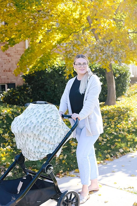 Evergreen Copper Pearl Multi-Use Cover: Car Seat & Stroller Cover - Sun Protection, All-Season Use, Stylish Designs, Easy Access for Moms