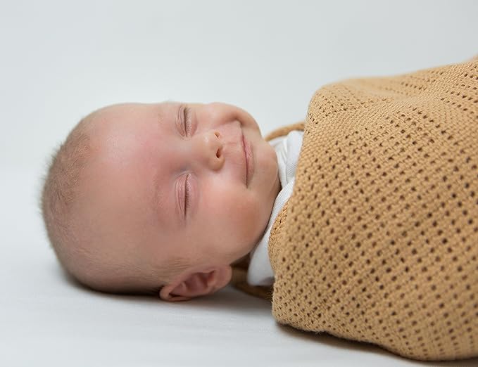 Amazing Baby Cellular Blanket, Premium Cotton Knit, Ultra Soft, Breathable, Cozy Gift for Baby Boys and Girls, Favorite Toddler Blanket, 44 x 44 inches (112 x 112 cm), Butterum