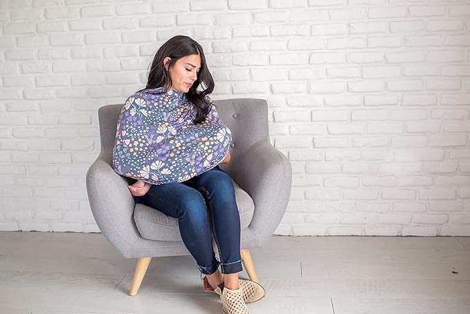 Baby Car Seat Cover Canopy and Nursing Cover Multi-Use Stretchy 5 in 1 Gift Meadow by Copper Pearl