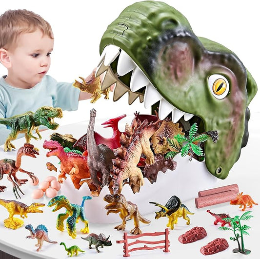 46PCS Dinosaur Toys,Realistic Jurassic Dinosaurs Figures Playset for Kids 3-5 Years, with Eggs&Trees&Fence mini Dinosaur Figures,Great Gifts for Girls and Boy Toddler Toy Animals Age-5-7.