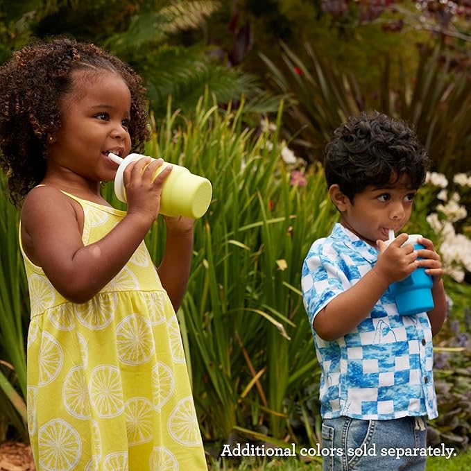 Infantino My 1st Tumbler, Silicone Sippy Cup with Straw & Handle, Spill-Resistant Baby Cup for On-the-Go, BPA-Free Transition Bottle, Citrus