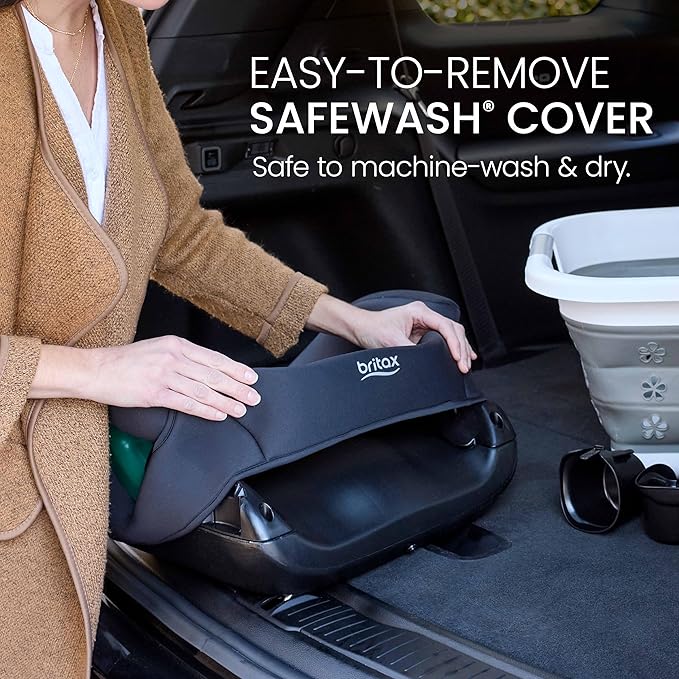 Britax UpNGo Backless Booster Car Seat, Lightweight and Portable Travel Booster with Slim Design and PosturePlus, Accommodates Kids up to 120 Lbs and 63” – Raven Black