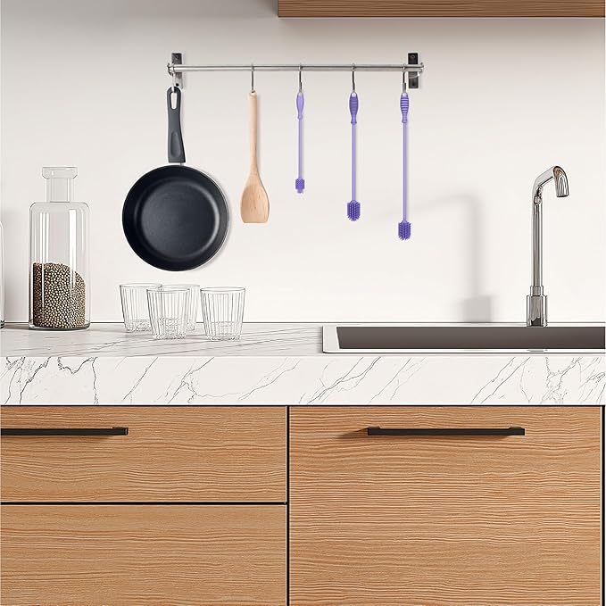 A-Brush Silicone Bottle Cleaner Brush, 3 Piece Set, Flexible, Long Handle - Water Bottle Cleaner, Baby Bottle Nipple Brush for Plastic & Glass, BPA-Free Dish Washing Brush A2S Protection