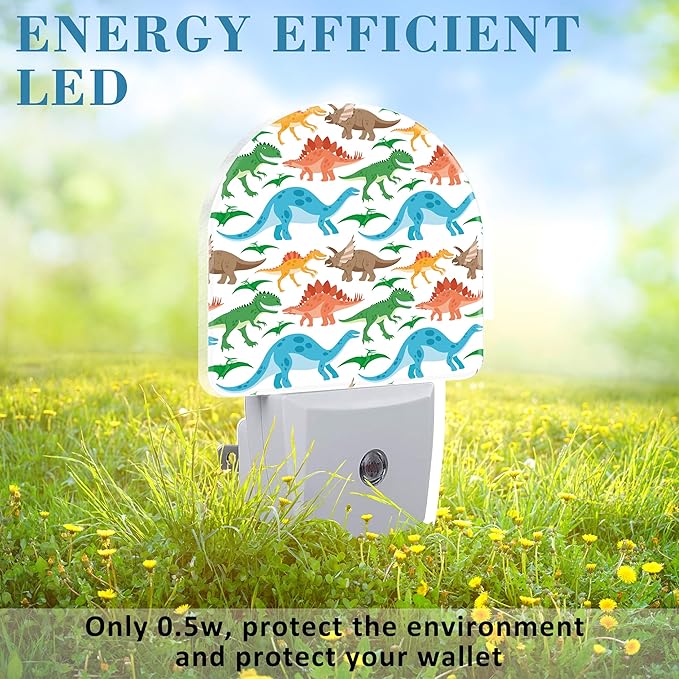 Night Light for Kids Girls Boys, Cartoon Cute Colorful Dinosaur LED Night Light Plug into Wall with Dusk to Dawn Sensor for Room Decor, Hallway, Kitchen, Bathroom, Nursery, Stairs