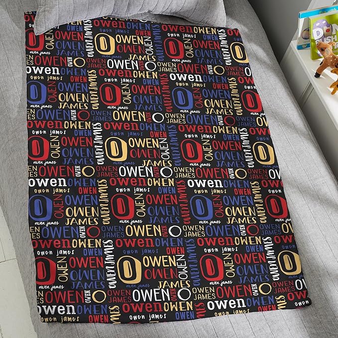Personalized Baby Blanket for Kids Girls Boys. Custom Baby Blanket with Name for Newborn Swaddle Toddler, Nursery Decor Kids Blanket. (Bright Name)