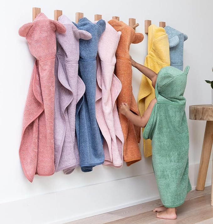 Bella Tunno Baby Bath Towel and Wash Mitt Set – Soft Absorbent Hooded Towels and Mitt-Style Baby Washcloths, Oeko-TEX Certified (Pumpkin)