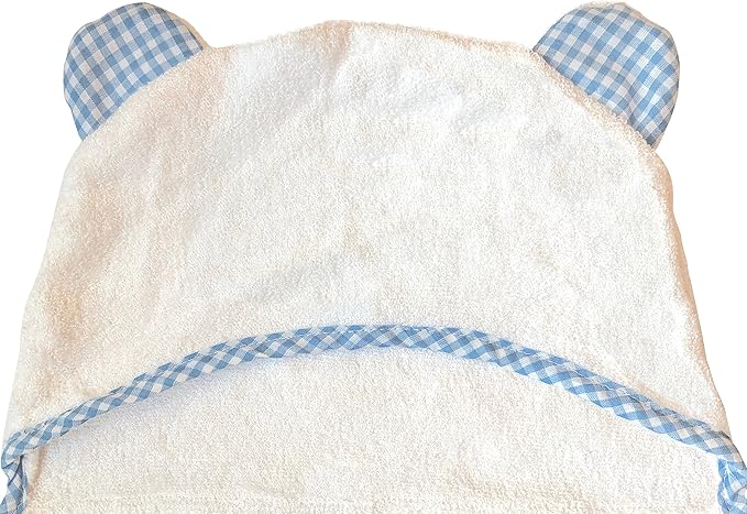 Channing & Yates Premium Boutique Organic Hooded Baby Towels and Washcloth Set - Softest Baby Towel with Hood - Baby Bath Towel for Newborn - Baby Boy Gift for Baby Shower (Blue)