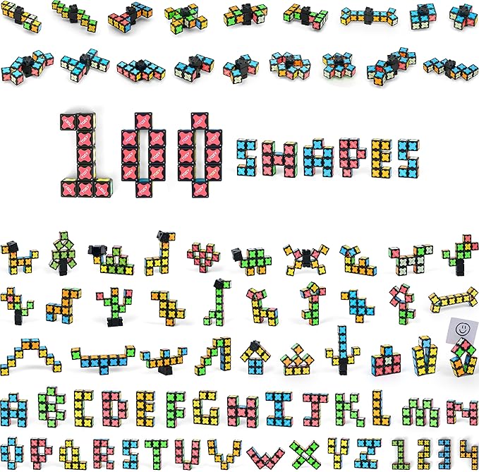 TOSY Magnet Fidget Spinner Mini - 8 Blocks, 3 in 1 Toy: Transformable Fidget Spinner, Infinity Cube, 2x2 Puzzle Cube, Stress Relief, STEM Sensory Magnet Tiles Birthday Gift for Kids/Boys/Girls/Adults