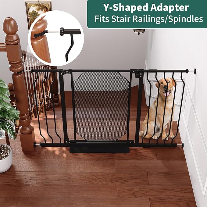 29.5"-48" Metal Baby Gate for Stairs & Doorways - Easy Install 30.5" Tall, Auto Close, Pressure Mounted, No Drilling - Stylish Safety Gate for Pets, Child Gate for Kids, Black