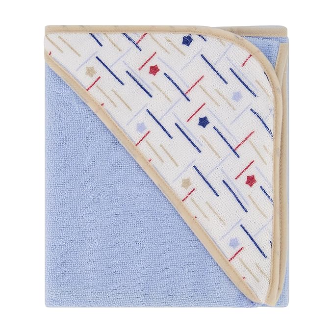 Cudlie Buttons & Stitches Baby Boy 3 Pack Rolled/Carded Hooded Towels in All Star Baby Print (GS71720),3 Count (Pack of 1)