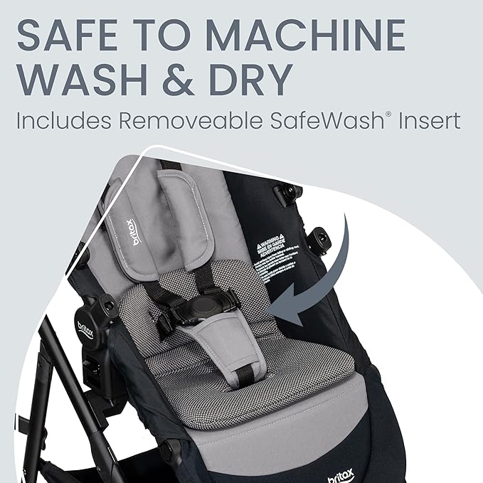 Britax Brook+ Modular Baby Stroller, Ultra-Lightweight Infant and Toddler Stroller with SafeWash Insert and 4 Ways to Stroll, Graphite Onyx