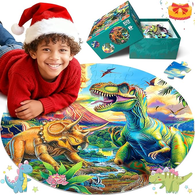 ZIZZ Dinosaur Floor-Puzzles Toy for Kids: 70Piece Dinosaur Puzzle for Kids Age 3 4 5 6 7 8 Year Olds Boy Learning & Educational Games Toys Toddlers Best Gifts for Birthday Christmas