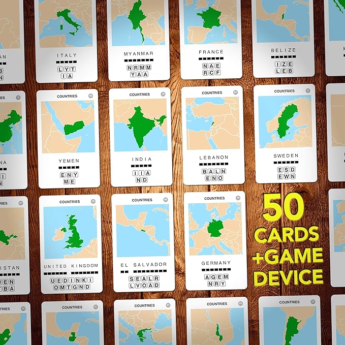 100 PICS Countries of The World Travel Game - Learn 100 Countries | Flash Cards with Slide Reveal Case | Geography Card Game, Gift, Stocking Stuffer | for Kids and Adults | Ages 6+