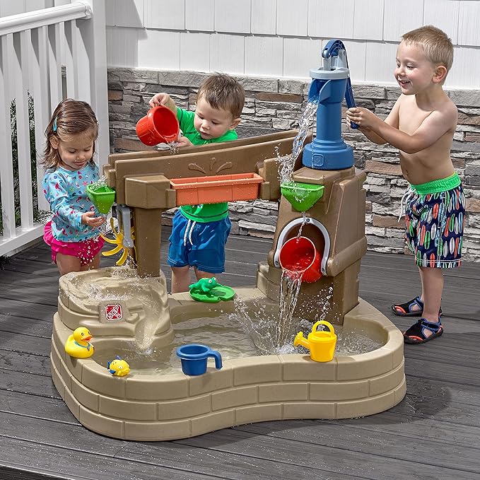 Step 2 Pump & Splash Discovery Pond Water Table, Kids Water Sensory Activity Pool, Summer Outdoor Toys, 10 Piece Toy Accessories, For Toddlers 2+ Years Old