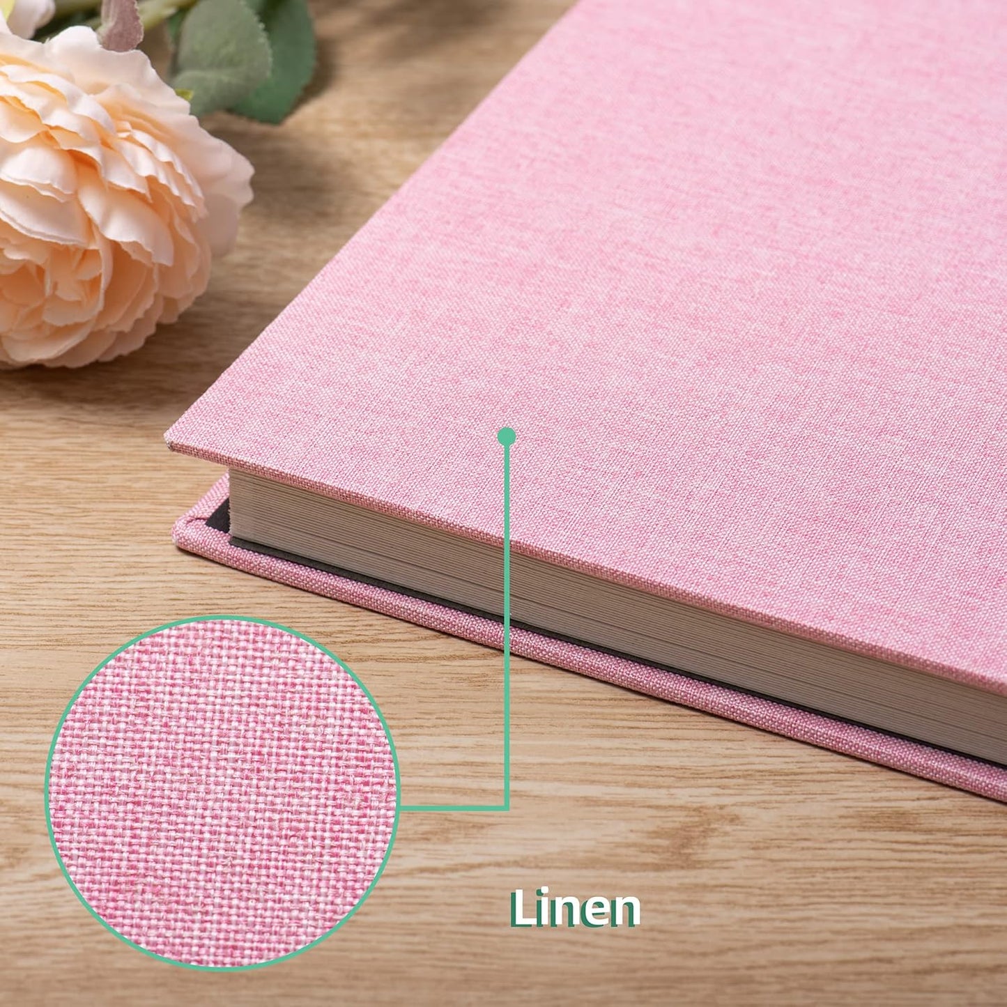 Large Photo Album Self Adhesive Scrapbook Album for 4×6 8×10 Pictures DIY Magnetic Linen Cover Album 40 Pages for Family Wedding Gifts with Metal Pen and Plastic Board