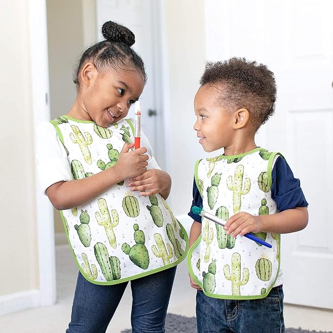 BapronBaby Desert Cactus Bapron - No Neck Tie Safer Bib for Baby & Toddler - Soft Waterproof Stain Resistant - Machine Washable - Sz Preschool 3-5yrs