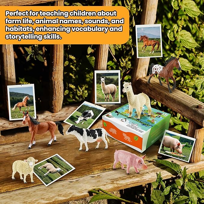 6PCS Farm Animal Toys for Kids 3-5 Realistic Plastic Farm Animal Figurines Educational Learning Toy for Toddlers Boys Girls Kids Farm Toys