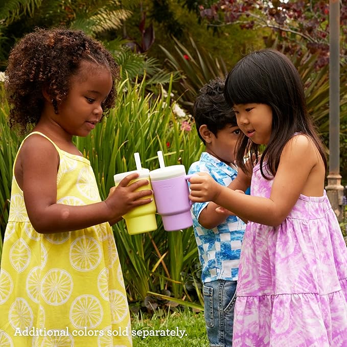 Infantino My 1st Tumbler, Silicone Sippy Cup with Straw & Handle, Spill-Resistant Baby Cup for On-the-Go, BPA-Free Transition Bottle, Lilac
