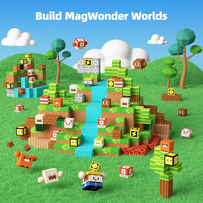 GobiDex Magnetic Blocks Kids Building Toys for Boys Girls 3+, Game-Based Build MagWonder with Magnet Construction Toys, Upgraded STEM Sensory Gift for Birthday (1 inch)
