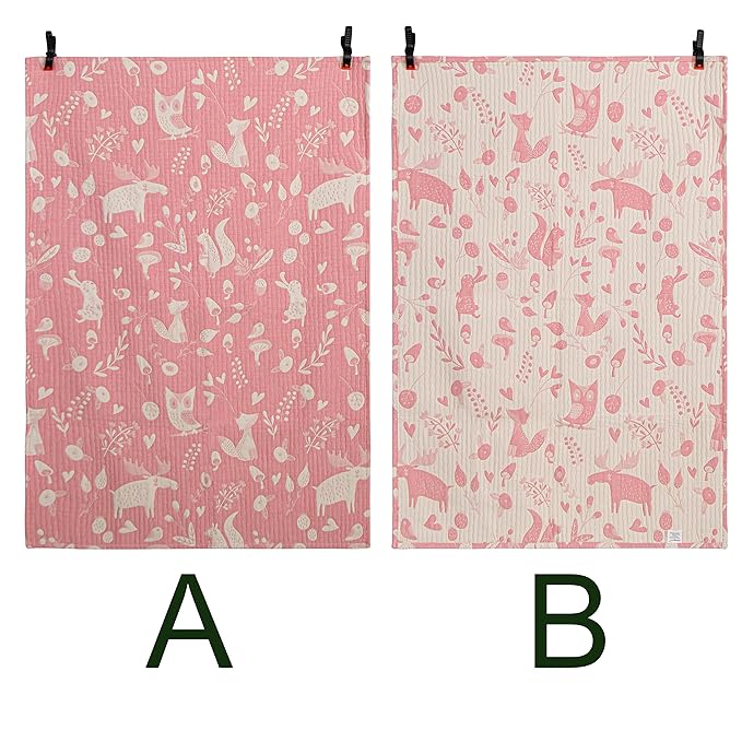 NTBAY 3 Layer Toddler Blanket, Muslin Cotton Jacquard Bed Blankets, Lightweight Thermal Baby Blanket, Super Soft and Warm Crib Blanket for All Seasons, Decoration Gift, 30"x40", Pink Owl