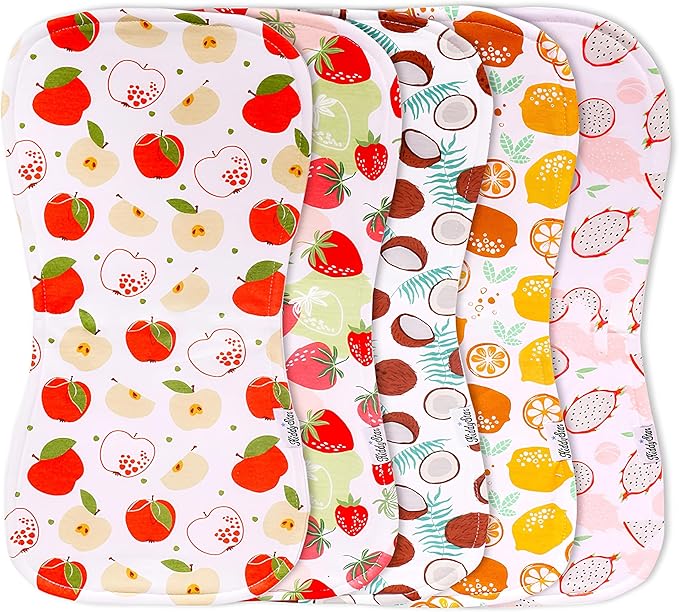 5-Pack Organic Cotton Burp Cloths – Large, Ultra-Soft 3-Layer Towels for Burping, Shoulder & Hand Use, Highly Absorbent