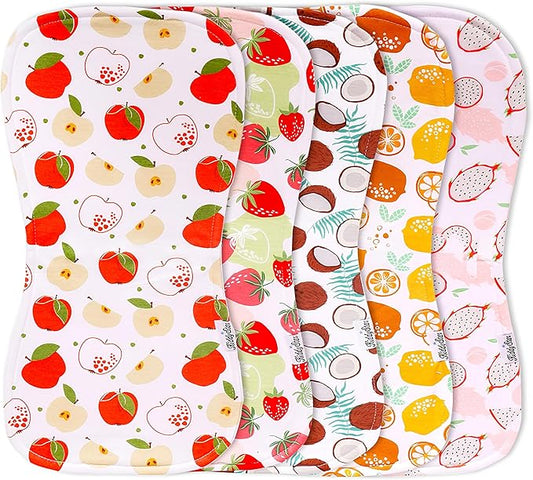 5-Pack Organic Cotton Burp Cloths – Large, Ultra-Soft 3-Layer Towels for Burping, Shoulder & Hand Use, Highly Absorbent