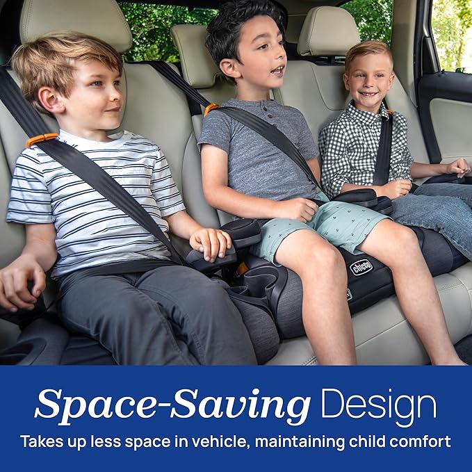 Chicco GoFit ClearTex Backless Booster Car Seat, Travel Booster Seat for Car, Portable Car Booster Seat for Children at Least 4 Years Old and 40-110 lbs. | Shadow/Black