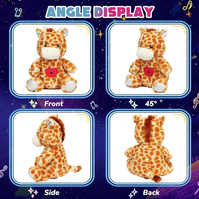 Cuteoy Plush Giraffe Star Projector Musical Adjustable Singing Night Light Stuffed Animals Glowing Plushies Toy Gifts for Kids Birthday Easter Christmas,12''